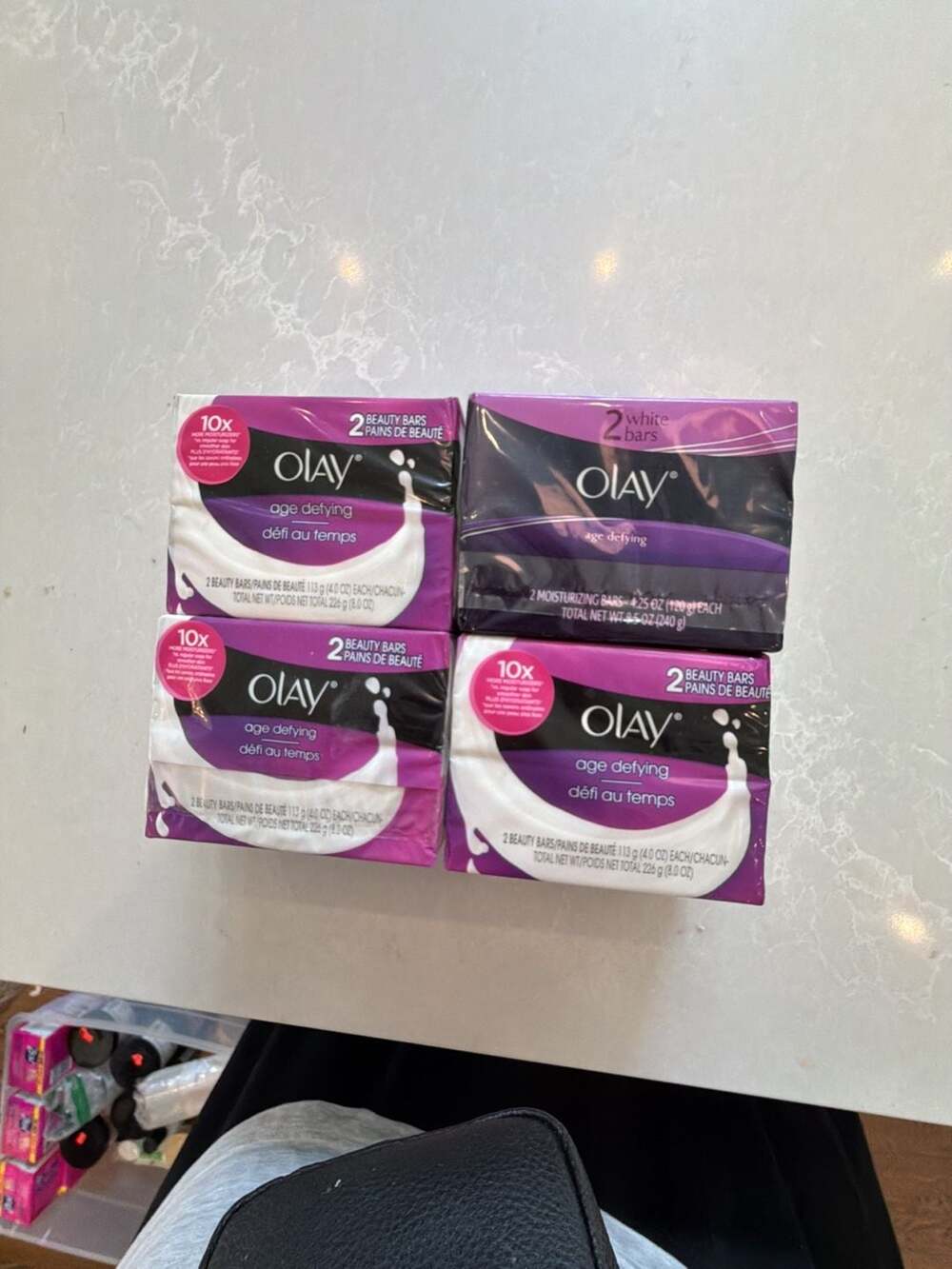 Lot of 4 Olay Age Defying Beauty Bar Soap Packs (8 Bars Total) white bars fast2s